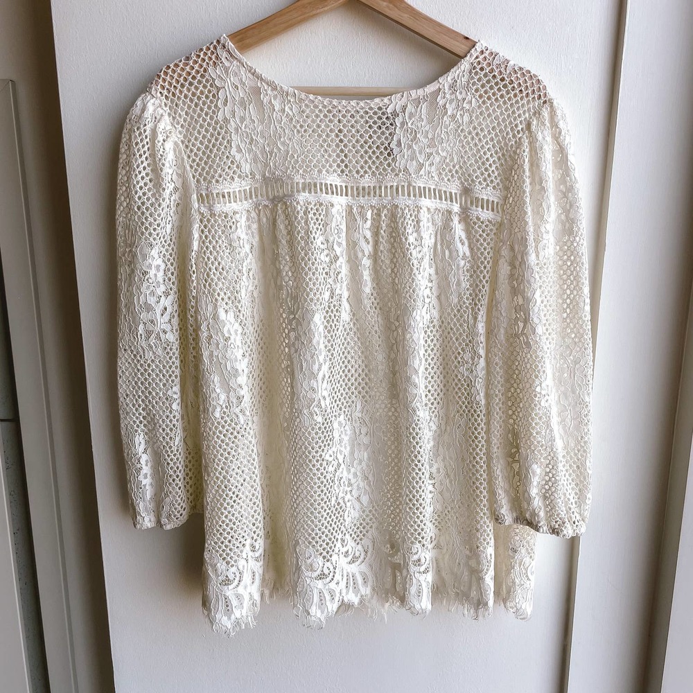 Knox Rose Ivory Lace Blouse - Size L
